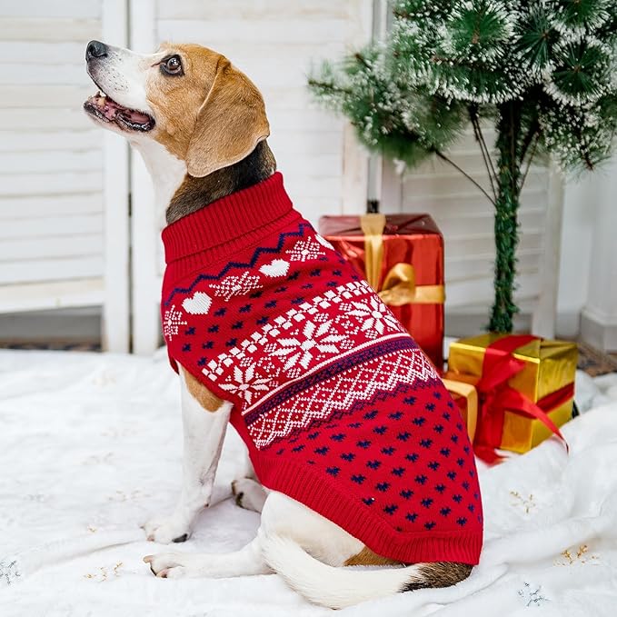 SCENEREAL Dog Sweaters for Small Medium Dogs - Soft, Warm Turtleneck Small Dog Sweater, Ugly Knit Dog Christmas Outfits for Dachshund, Chihuahua, Pug, Yorkie,Winter Pet Clothes Male Female