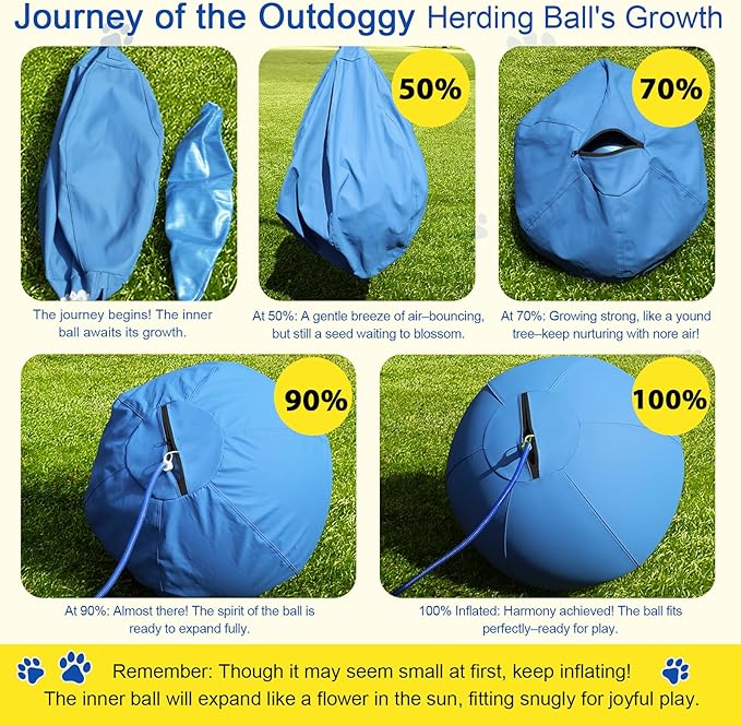 Herding Ball for Dogs 22 Inch - Dual-Layer Heavy Duty Herding Ball for Australian Shepherds, Border Collies & Cattle Dogs | Outdoor Herding Toy for Medium/Large Dogs - Backyard Training and Play-Blue