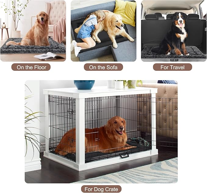 2 Pack Dog Bed for Large Medium Small Dogs,Reversible Rectangle Dog Bed,Washable Orthopedic Durable Sofa Bed for Pet Sleeping Puppy Cat-L-Grey