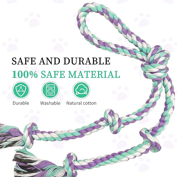 Dog Rope Toys for Large/Medium Aggressive Chewers, Tough Cotton Chew Toy, 3 Feet 5 Knots Indestructible, Tug of War Dog Pull Rope Teeth Cleaning(5 Knots-19.5Inch)