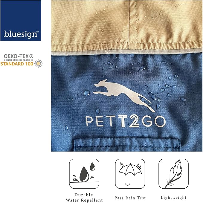 Dog Lightweight Windbreaker, Pet Outdoor Sports Jacket, 0.5 lbs,3 in One, Hooded, Easy on/Off with Collar and Harness, Reflective Piping, Packable, Dog Hiking/Camping, Navy Blue (X-Large)