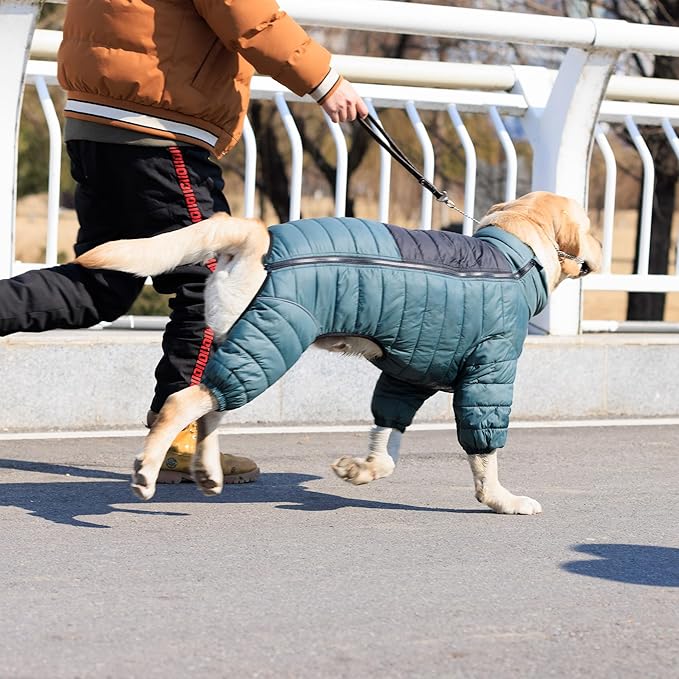 ArmyGreen Dog Coat - Reflective Warm Vest for Small, Medium, Large Dogs, Waterproof, Windproof, Zippered, Adjustable XXL