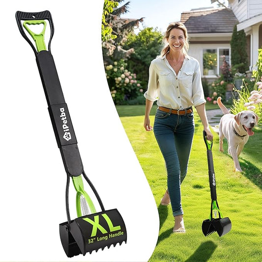 Large Dog Pooper Scooper for Yard - 32" Long Handle, No Bending, Grass-Friendly, Easy to Clean, Durable & Sturdy