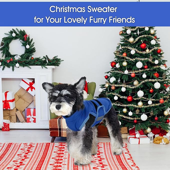 IDOMIK Warm Fleece Dog Sweater for Medium Dogs,Soft Winter Dog Fleece Jacket Coat for Fall Cold Weather,Adjustable Fleeced Vest with Reflective Strips,Pullover Pet Sweatshirt for Girl Boy Dogs,Blue,M