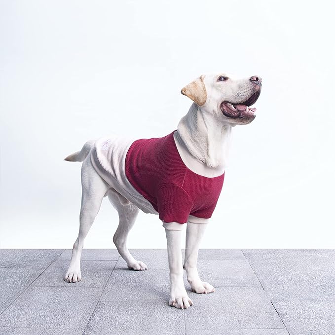Extra Large Dog Sweaters Warm Clothes Pullover Sweatshirts for Labrador Rottweiler Great Dane, Dark Red Beige, 9X-Large
