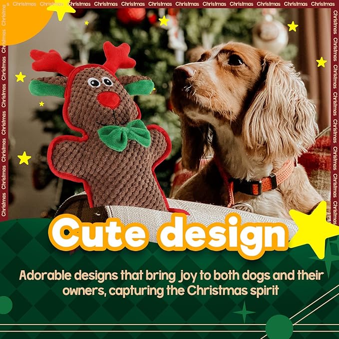 ALL FOR PAWS Christmas Dog Squeaky Toys Dog Gifts Chew Toy Enrichment Fetch Toys Holiday Birthday Gift for Medium to Large Dogs
