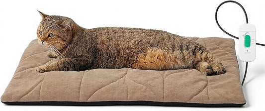 Dog Heating Pad (31"x20") - Waterproof Electric Heated Mat & Pet Bed for Indoor and Outdoor Use, Chew Resistant Cord, Machine Washable Cover with Wheat Pattern Quilting, for Cats and Pets