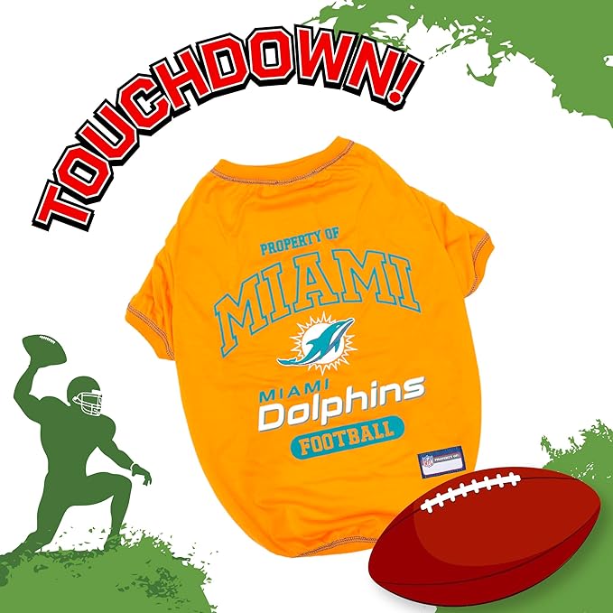 NFL Miami Dolphins Dog T-shirt Small. - Licensed Shirt for Pets Team Colored with Team Logos- Premium Stretchable Materials for the comfort of your Dog & Cat