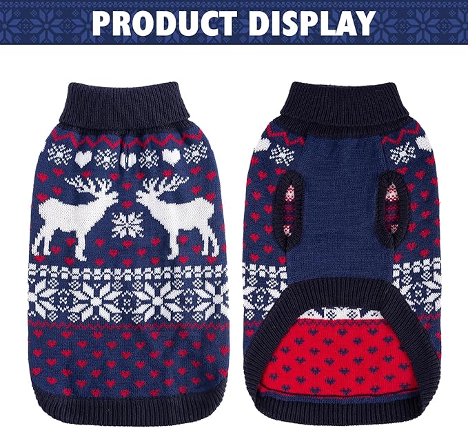 SCENEREAL Dog Sweater for Large Sized Dogs Girl Boy, Turtleneck Pullover Winter Puppy Clothes, Christmas Outfits, Pet Sweatshirt Apparel Knitwear for Golden Retriever, Labrador, Rottweiler, XL