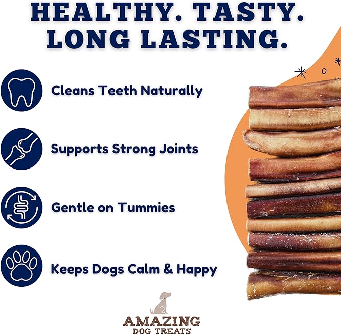 Amazing Dog Treats - 6 Inch Medium Size Bully Sticks (100 Count) - Bulk Bully Sticks for Dogs - No Hide Bully Stick Dog Bones