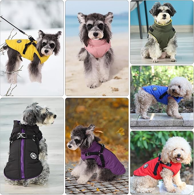Norbi Pet Warm Jacket Small Dog Vest Harness Puppy Winter 2 in 1 Outfit Cold Weather Coat L