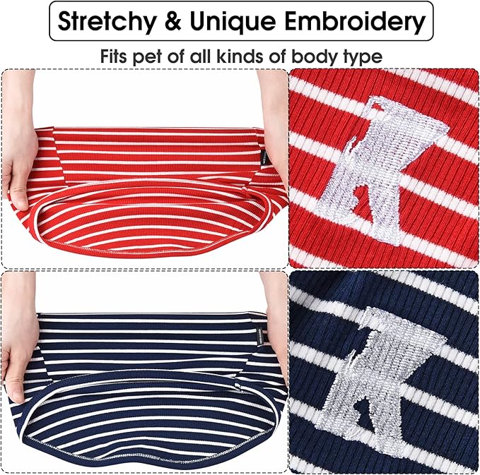 Koneseve Dog Shirt Vest Lightweight Stretchy Dog T-Shirts Soft Cool Sleeveless Stripe Vests Breathable Clothes for Puppy Kitty Cats Small Medium Large Dogs 2 Pack Red + Blue [ 5XL ]
