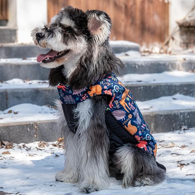 CuteBone Winter Dog Jacket, Reversible Dog Vest - Windproof & Waterproof, Thick Adjustable, Small to Large Sizes, Soft Winter Coat with Leash Hole