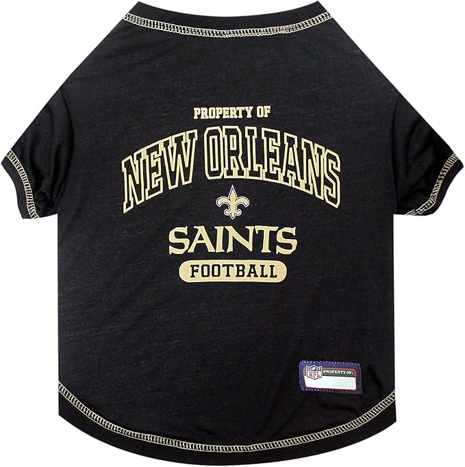 NFL New Orleans Saints Dog T-shirt Large. - Licensed Shirt for Pets Team Colored with Team Logos- Premium Stretchable Materials for the comfort of your Dog & Cat
