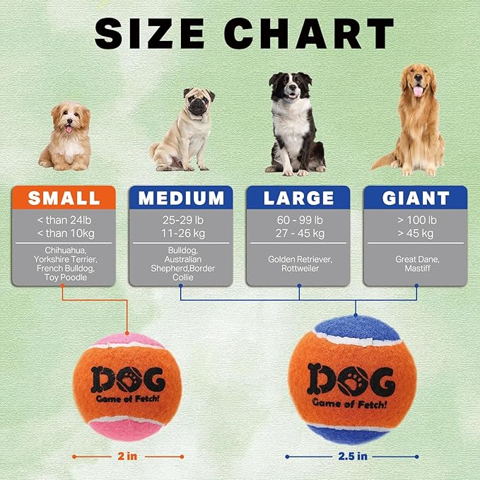 AMA SPORT Squeaky Tennis Balls for Dogs 2.5" Small Medium Dog Tennis Balls for Throwing and Fetching Dog Toys for Training, Exercise, High Bouncing 4 Pack (Orange Pink)