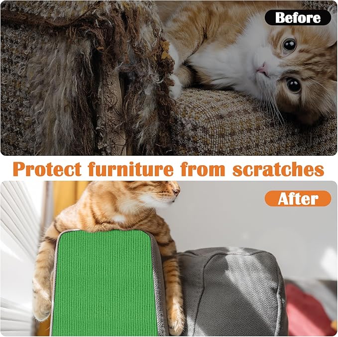Cat Scratch Furniture Protector - 118" x 15.8" Trimmable Self-Adhesive Cats Claws Scratch Pads, DIY Cat Climbing Couch Protector for Scratch Post Cat Tree Replacement Indoor (Green)