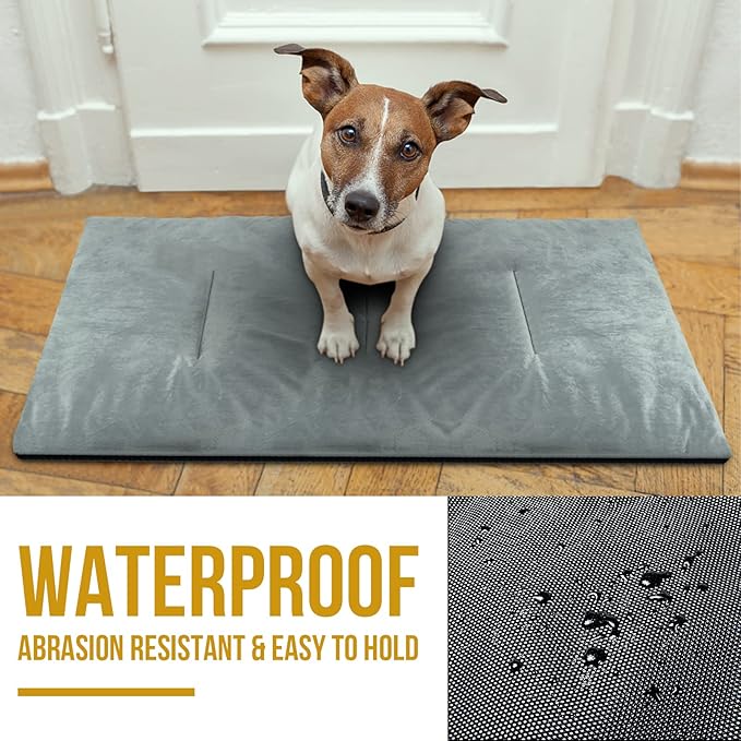 ONETIGRIS Travel Dog Bed - Portable, Washable, Waterproof Anti-Slip Dog Camping Bed, 3.6ft by 2.2ft Outdoor Indoor Bed Mat Cushioned Plush Warm Puppy Mattresses