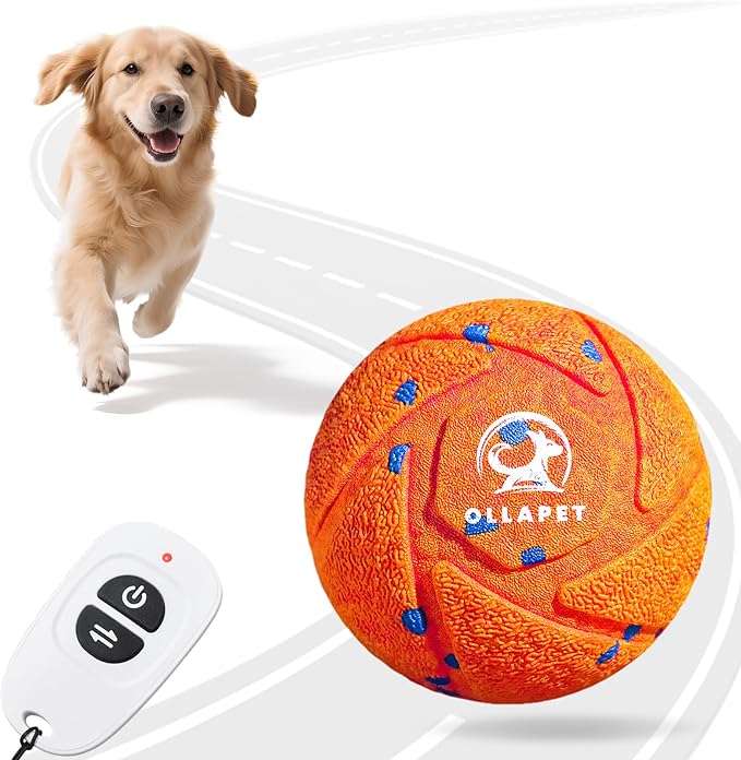 Smart Interactive Dog Toy Ball - Automatic Bouncing, Moving, and Vibrating, Chew-Resistant, Pet-Safe E-TPU Material, 3 Interactive Modes, IPX7 Waterproof, for Medium and Large Dogs (Orange)