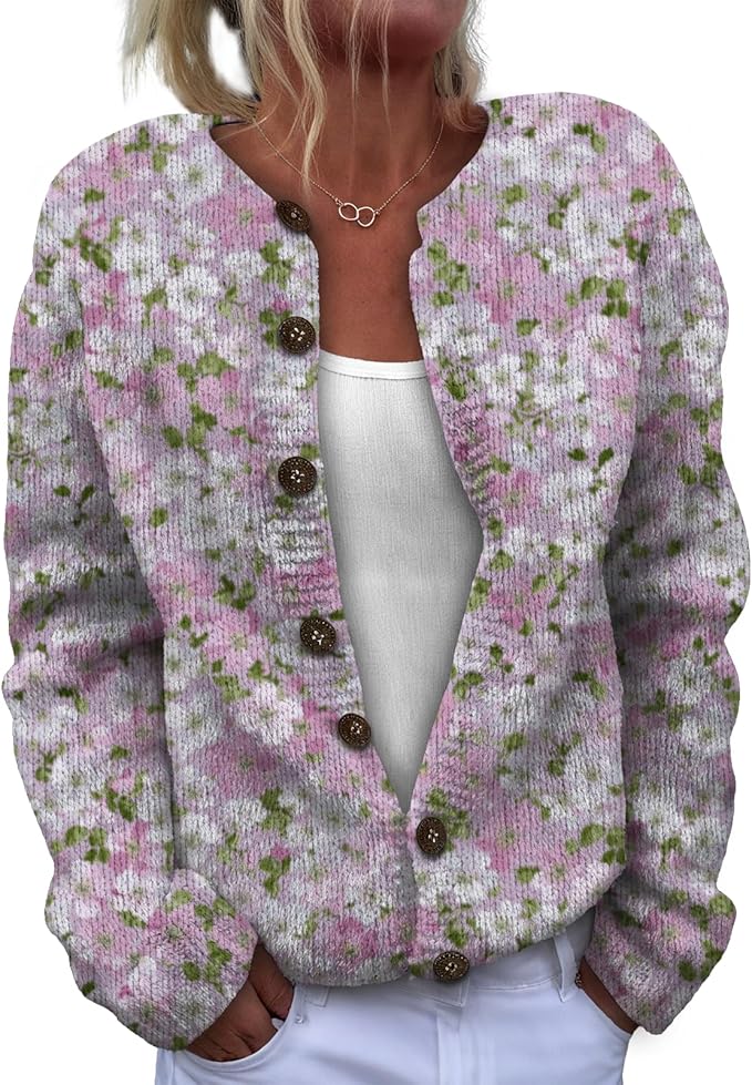 Sweater for Women Trendy Open Front Cardigan Fall Cardigan Sweaters for Women Crewneck Long Sleeve Outfits Fashion