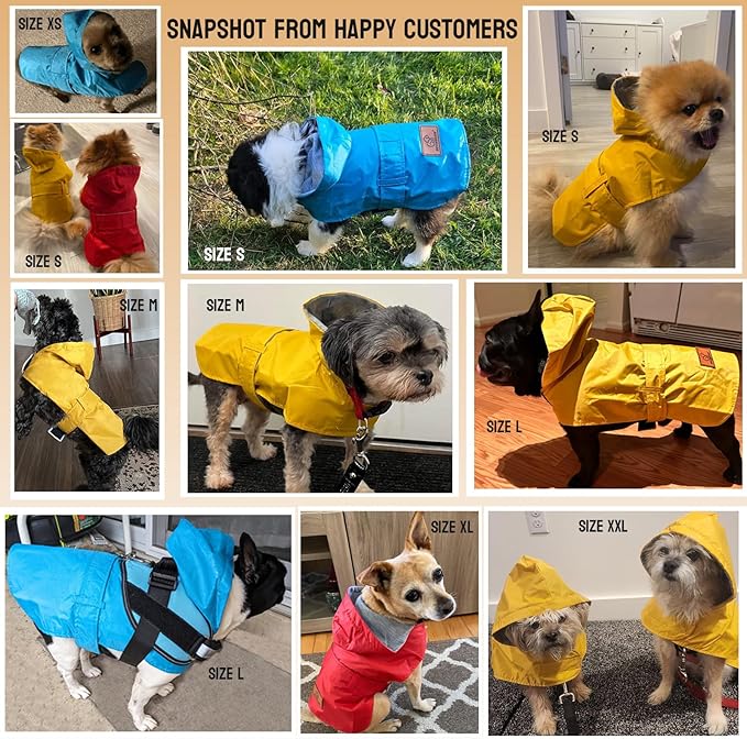 Dog Raincoat Dog Rain Jacket Poncho Waterproof Pet Rain Suit Double Layer Breathable Lining Hooded Leash Hole Adjustable for Medium Dogs,Red,XXXL