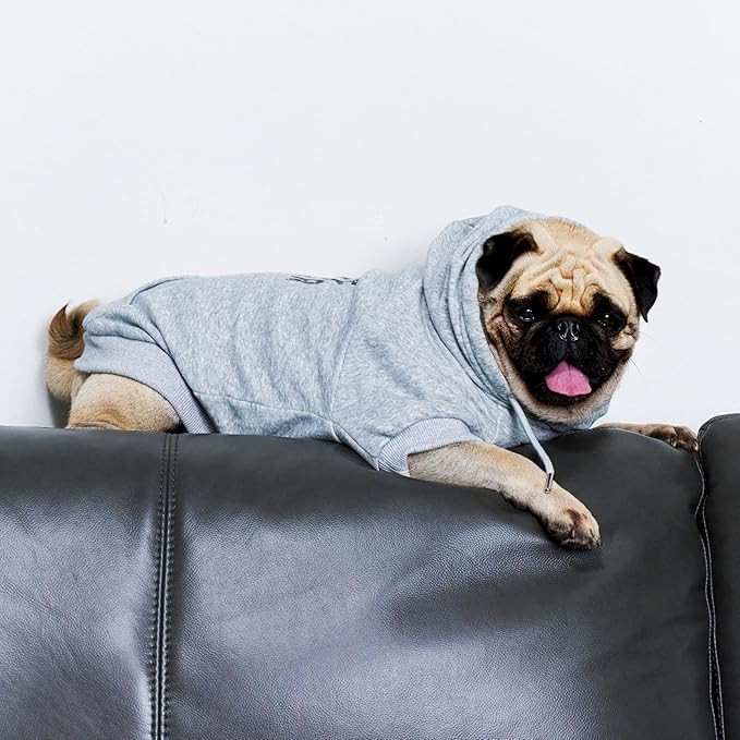 Tuff Pupper Dog Hoodie | Premium Quality 100% Organic Cotton | Ultra Soft Interior for Superior Comfort | Elastic Cuffs & Drawstring for Warmth | Stretch Fit Suitable for All Breeds (Gray, M)