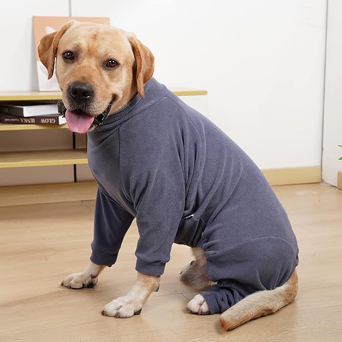 Dog Winter Coat,Warm Dog Jacket,Puppy Polar Fleece High Collar Full Body Snowsuit,Comfort Windproof Sweater(Grey,Large)