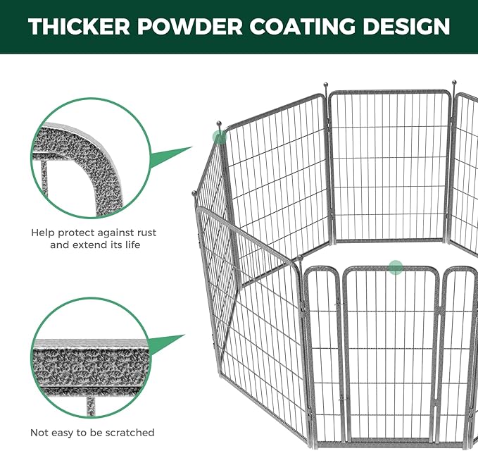 FXW Garden Fence Outdoor for The Yard – 40in(H) x 36.4ft(L) Heavy Duty Metal Animal Barrier for Dog and Rabbit, Decorative Dog Fence, 16 Panels, Silver