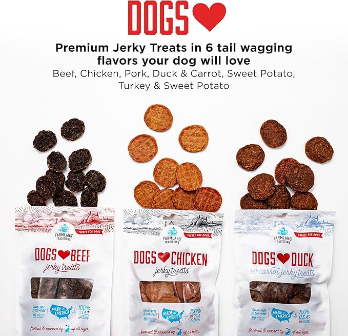 Farmland Traditions Dogs Love Chicken Jerky Dog Treats with Only 3 Ingredients and No Fillers, 1 Pound Bag