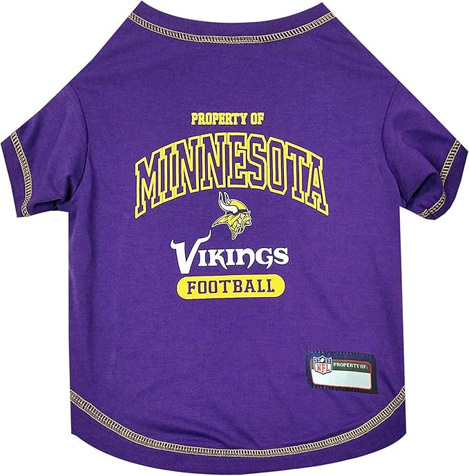 NFL Minnesota Vikings Dog T-shirt Large. - Licensed Shirt for Pets Team Colored with Team Logos- Premium Stretchable Materials for the comfort of your Dog & Cat