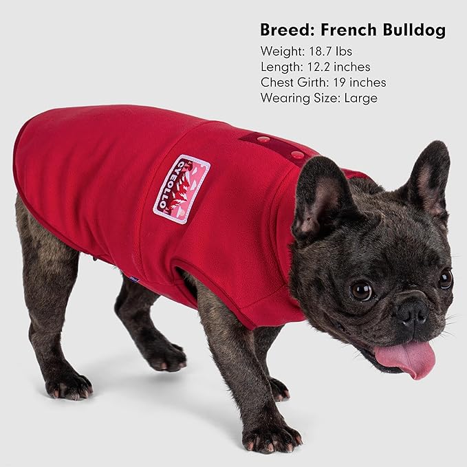 cyeollo Fleece Dog Sweater, Turtleneck Stretchy Sweatshirt Pullover Fleece Jacket Warm Winter Fall Dog Clothes for Medium Dogs Boy Girl Pet Apparel, Red XL