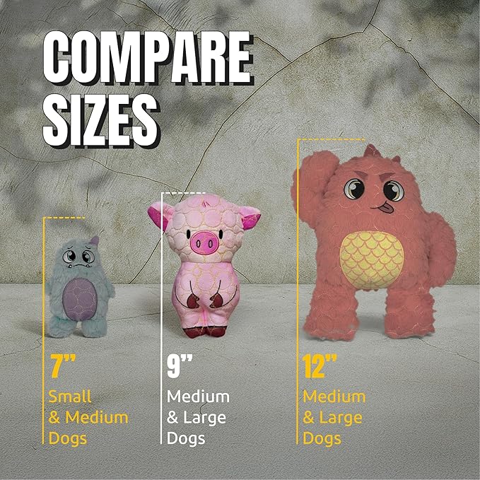 Bite Force -Durable & Strong Dog Toy Pig with Squeaker, Kevlar-Reinforced for Aggressive Chewers for Small Medium Large Dogs - Green.