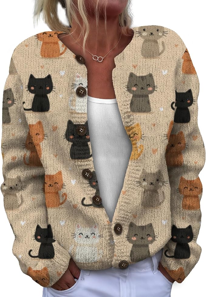 Sweater for Women Trendy Open Front Cardigan Fall Cardigan Sweaters for Women Crewneck Long Sleeve Outfits Fashion