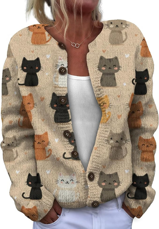 Sweater for Women Trendy Open Front Cardigan Fall Cardigan Sweaters for Women Crewneck Long Sleeve Outfits Fashion