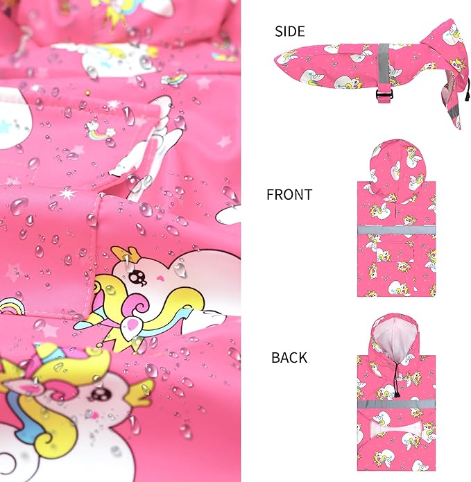 NACOCO Large Dog Raincoat Adjustable - Pet Water Proof Clothes Lightweight Rain Jacket Poncho Hoodies with Strip Reflective Pink (XXXL, Pink Unic)