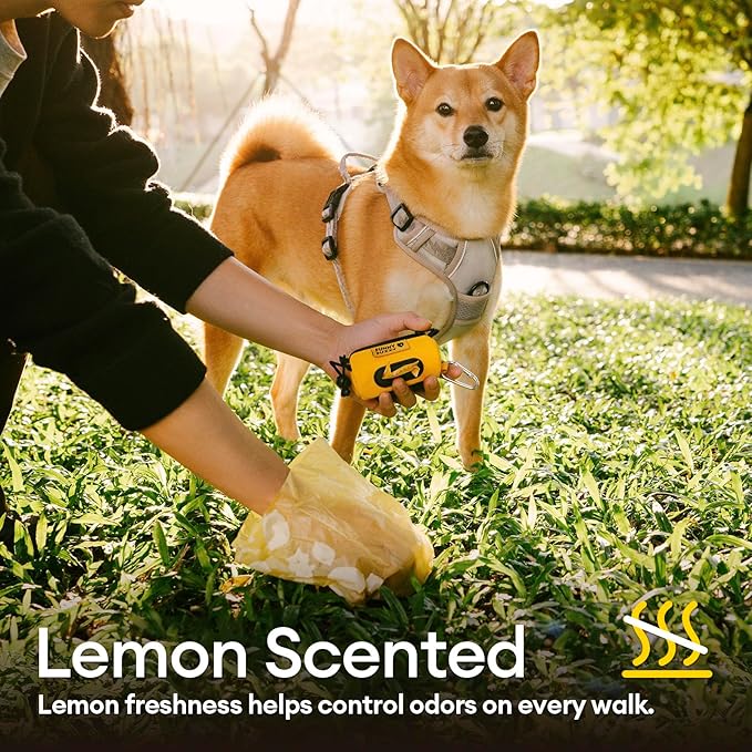 FUNNY FUZZY Dog Poop Bags – Leak proof, Tear-Resistant Pet Waste Bags Made with EPI Material, Easy to Open for Walks or Travel, Lemon Scented, 120 Count