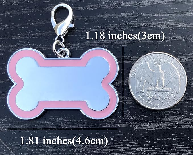 Personalized Dog ID Tags - tag for Dog Collar, pet ID tag, Dogs Tags for Pets, Laser Engraved Name Tags for Dogs, Dog Tags for Large Dogs, Blank Dog Tags (Bone-Shaped-Large: Red)