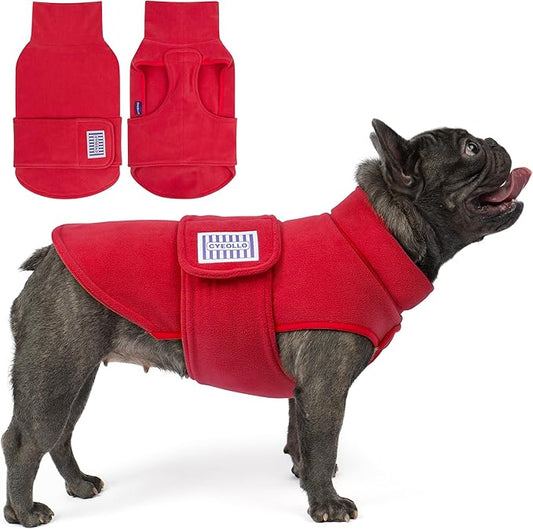 cyeollo Small Dog Sweater, Fleece Dog Sweaters Turtleneck Vest Soft Puppy Sweatshirt Stretchy Pet Fall Autumn Coat Warm Winter Clothes for Small Dogs Girl, Red M