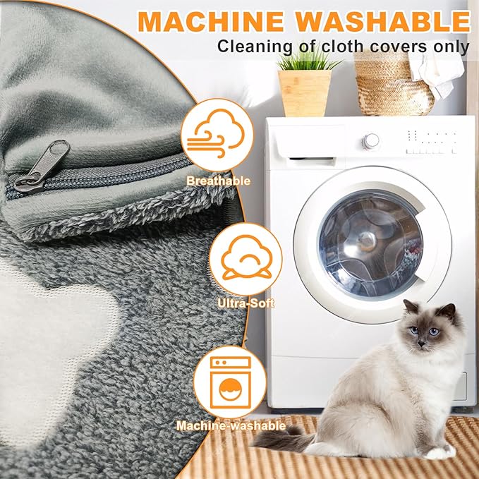 Bestio Dog Heating Pad 28×18 in Upgraded Smart Switch, Added Constant On Function UL&MET Dual Certification Waterproof Heated Dog Cat Bed Anti-bite Wire Rope and Washable Cover - Grey