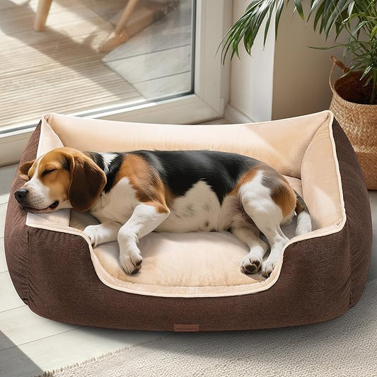 Orthopedic Dog Bed for Large Sized Dogs with Removable Washable Cover, Waterproof Lining & Non-Slip Base, Pet Dogs Couch Sofa with Extra Thick Dual-Layer Interior Padding, 36", Brown