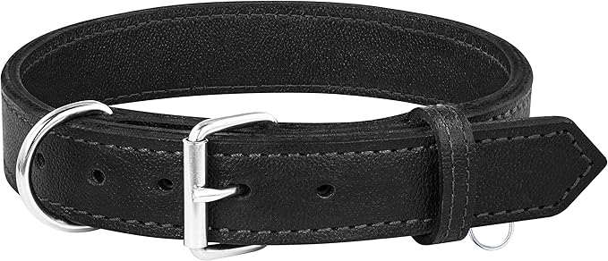 Riparo Dog Collar - Genuine Leather Dog Collars - Heavy Duty Dog Collars for Medium Large and Extra Large Dog Breeds (XXL: 1.75” Wide for 26” - 31” Neck, Black)