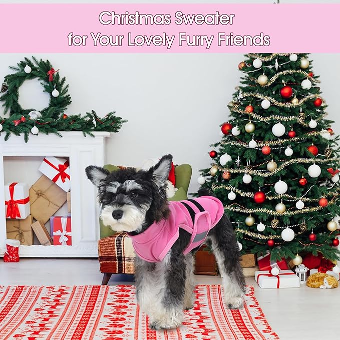 IDOMIK Warm Fleece Dog Sweater for Large Dogs,Soft Winter Dog Fleece Jacket Coat for Fall Cold Weather,Adjustable Fleeced Vest with Reflective Strips,Pullover Pet Sweatshirt for Girl Boy Dogs,Rose,3XL