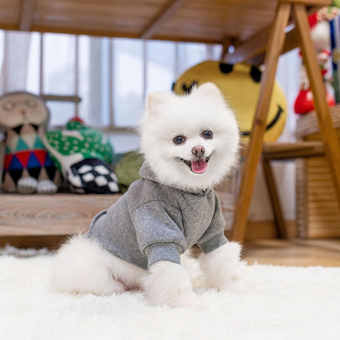 SCENEREAL Dog Hoodie Sweaters for Small Medium Large Size Dogs, Fleece Pet Sweatshirt with Hat and Pocket,Soft Cold Winter All Weather Puppy Clothes for S to XL Sized Dogs,Grey (XS)