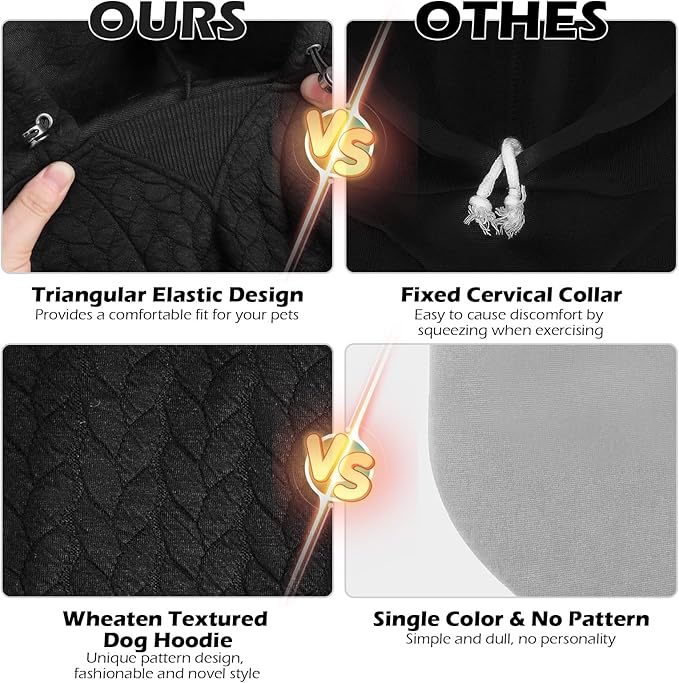 EXPAWLORER Textured Cable Knit Basic Dog Hoodie, Elevated Style Dog Sweater with Leash Hole and Pocket, Soft and Warm Pet Winter Coat, Cold Weather Clothes for Small Medium Large Dogs Cats,Black L