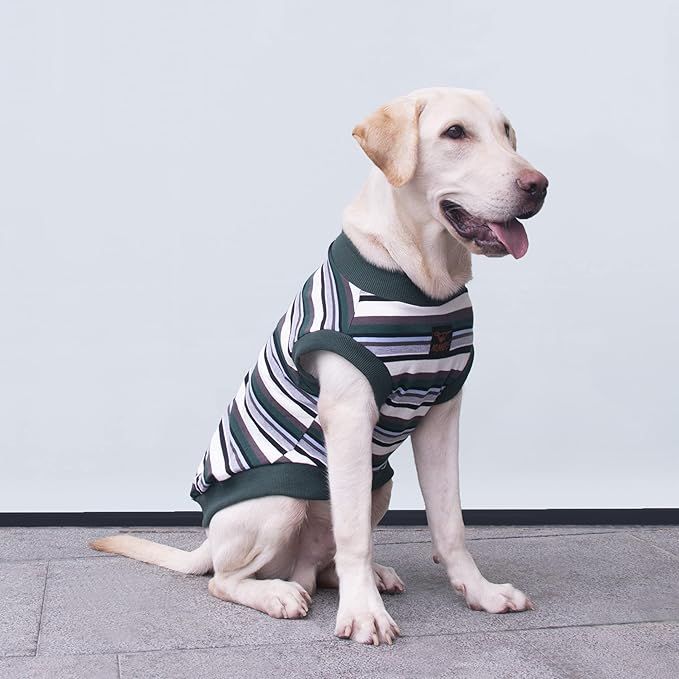 Extra Large Dog T Shirts Clothes Sleeveless Tank Top Vest for Labrador Rottweiler Great Dane, Green, 7X-Large