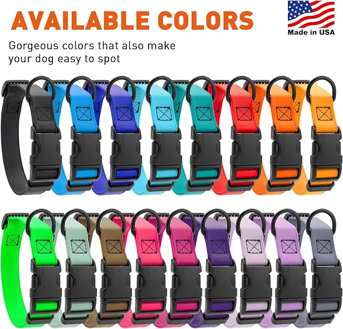 Dogline Biothane Waterproof Dog Collar with Quick Release Buckle Strong Coated Nylon Webbing with Odor- Proof for Easy Care Easy to Clean Fits Small Medium Large Dogs, Dogline Blue 5/8" W 9-14" L