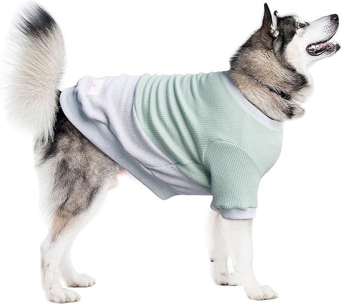 Extra Large Dog Sweaters Warm Clothes Pullover Sweatshirts for Labrador Rottweiler Great Dane, Green Grey, 6X-Large