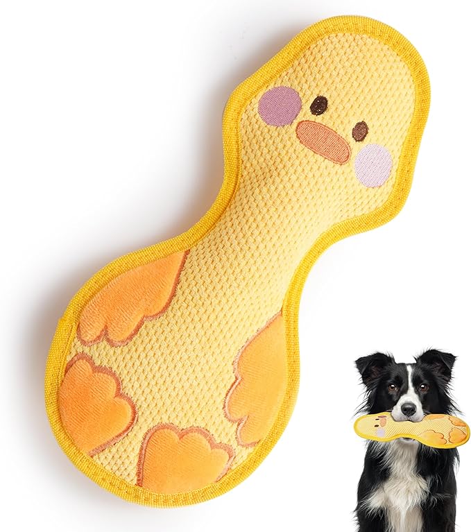 Duck Squeaky Dog Toy, New 2025 Indestructible Dog Toy for Aggressive Chewers, Stuffed Toy with Two Tough Layers, Interactive Tug Training to Keep Them Busy, Yellow