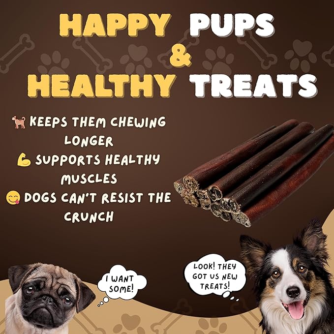Woofley's 6 Inch Collagen Sticks for Dogs (10 Count) Bully Stick Rawhide Alternative Dog Chews No Hide Bones for Medium & Large Dogs