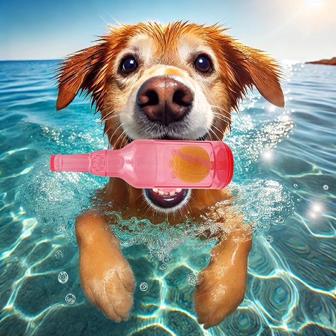 Wine Bottle Dog Toy, Fun Interactive Cute Squeaky Dog Toys with Tennis Ball Inside, Ideal for Large/Medium/Small Dogs to Fetch Games and Bonding Time, Not for Heavy Chewers, Large-Red