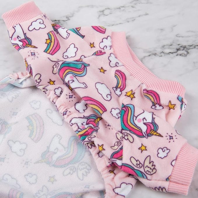 CuteBone Small Dogs Outfit Soft Puppy Onesies Pjs Dog Pajamas Pet Coat Cat Apparel Comfy Doggie Jumpsuit Bodysuit for All Seasons P67L